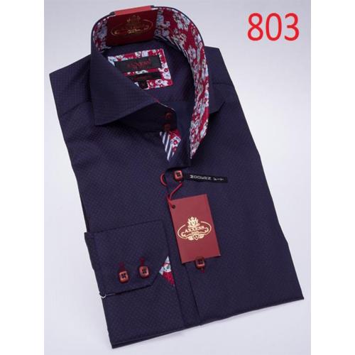 Axxess  Navy Cotton Modern Fit Dress Shirt 803
